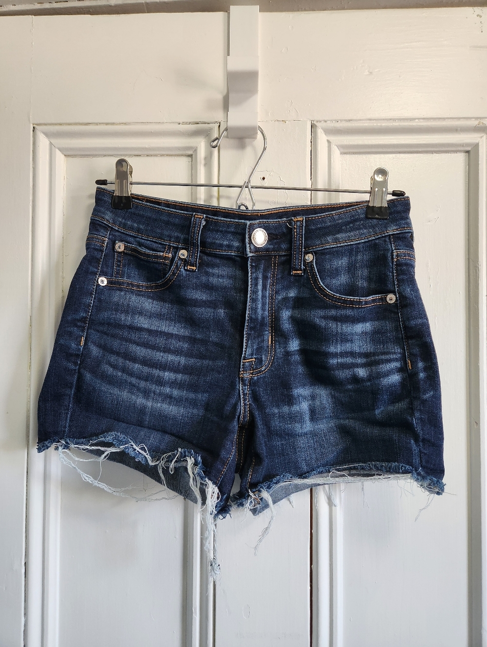 American Eagle Outfitters Dark Wash High-Rise Shortie Shorts - Size 2
